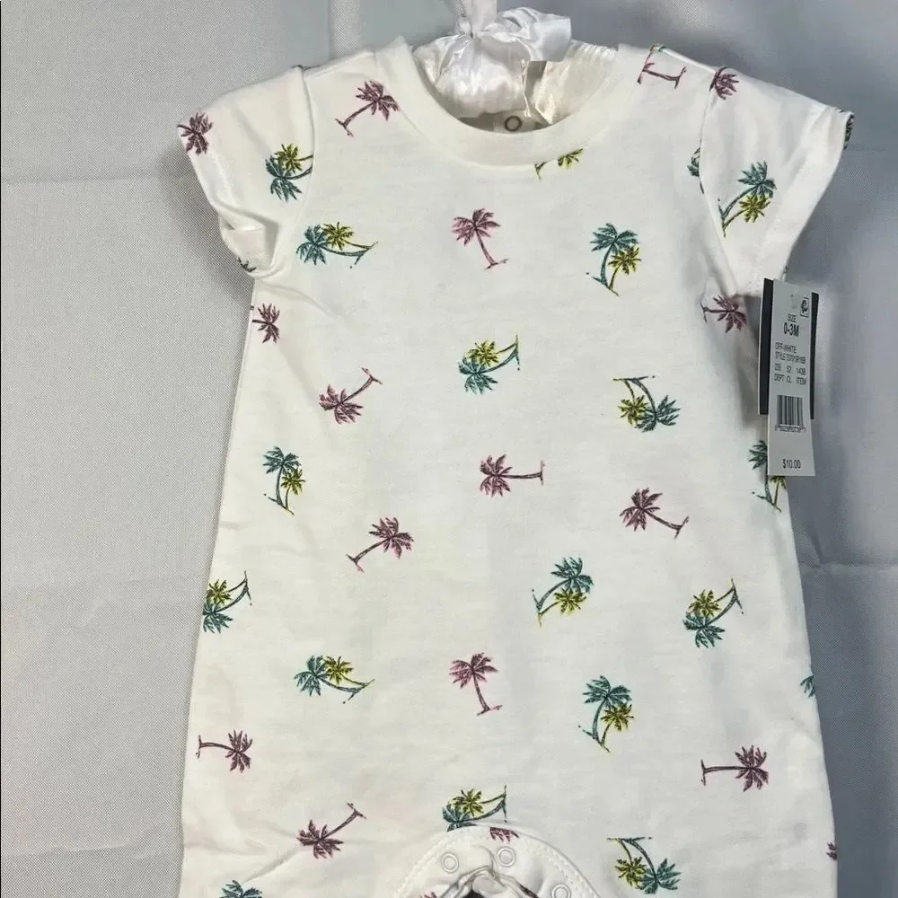 Grayson Mini cotton shortie romper with palm tree print New with tags